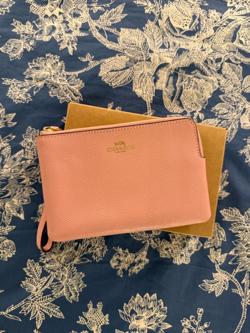 Coach Rose Pink Pebble Leather Zip Pouch Wristlet